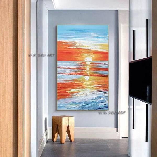 Hand Painted Abstract Sunset Scenery On Canvas Wall Art Decoration
