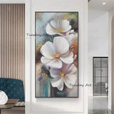 Hand Painted Oil Painting Palette Knife Classical Flowers Wall Decorative Item Textured Acrylic Canvas Wall Art Decoration