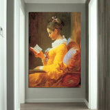 Hand Painted Classic Vintage Oil Painting Leonardo da Vinci Famous Reading Girl for Home