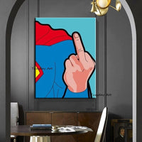 Hand Painted Oil Painting Modern Cartoon Character Superman Abstract Canvass Children's Room