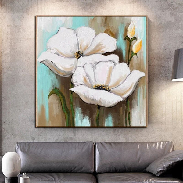 Hand Painted Oil Painting Flowers Abstract Painting Contemporary Art Textured Design Artworks