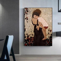 Hand Painted Gustav Klimt Mother Holding a Child Oil Painting On Canvas Canvas Paintings