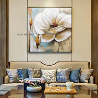 White Flower Modern Abstract Art Canvas Mural Simple Home Bedroom Decoration