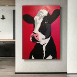 Hand Painted Dairy Cow On Canvas For Kitchen Decoration Cartoon Animal