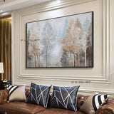 Decorative Abstract Autumn Trees Hand Painted On Canvas For Living