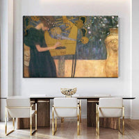 Hand Painted Retro Famous Gustav Klimt Music Oil Paintings Modern Wall Art