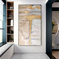 Hand Painted Abstract Gold Foil Craft Oil Canvas Painting Modern Light Luxury Corridor Wall