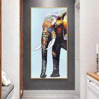 Oil painting On Canvas Abstract Animal Elephant Hand Painted Acrylic Colourful Wall Art Painting