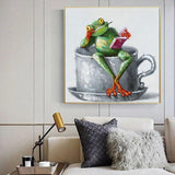 Hand Painted Canvas Oil Paintings Cute Funny Frog Modern Abstract Animals Wall Art Kids Room Decor As