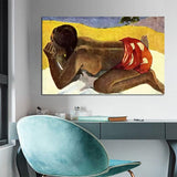 Hand Painted Paul Gauguin alone Oil Painting Abstract Classic Retro Wall Art Decoration