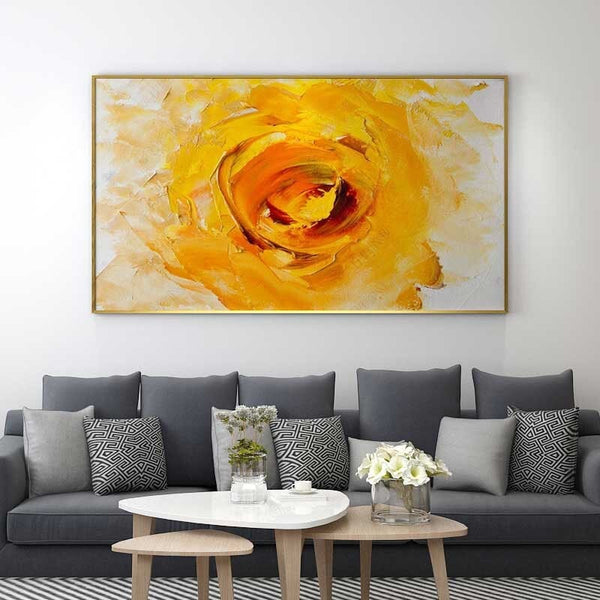 Hand Painted Landscape Oil Paintings Yellow Flower Abstract on Canvas Wall Art Modern Decoration