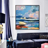 Hand Painted Abstract Seaview Art On Canvas Wall Art Wall Adornment Painting