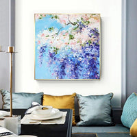 Purple Flower Thick Texture Oil Painting Hand Painted On Canvas Abstract Knife Painting Artwork