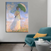 Hand Painted Impressionist Oil Paintings Claude Monet Woman with A Parasol Wall Art Famous Canvas Decor