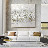 Handpainted Oil Painting Hand Painted Abstract Modern on Canvas Art Knife White Flower Canvas Painting For Bedroom Hotel Size