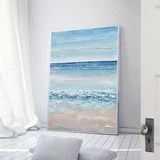 Landscape Hand Painted Oil Painting Light Blue Ocean and Wave Poster Home Wall Canvas