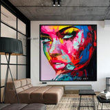 Abstract Palette Knife Hand Painted Portrait Face Canvas Acrylic WallArt