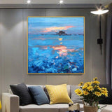 Hand Painted Seascape Sunrise Oil Painting Custom Canvas Wall Painting Hanging Painting Hand Painted