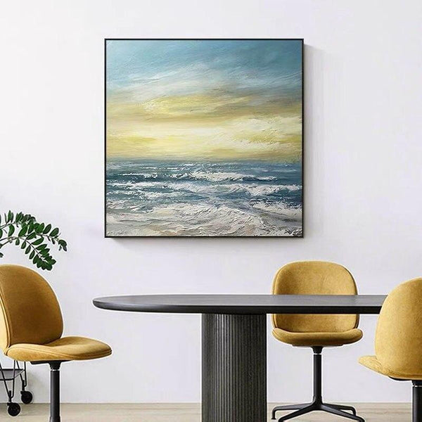 Modern Blue Sea Canvas Oil Painting Hand Painted Decor Painting Abstract