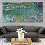 Hand Painted Claude Monet Water Lotus Canvas Oil Paintingss Decor