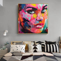 Portrait Face Oil painting Palette Knife Impasto figure canvas Hand Painted Francoise Nielly Wall Art