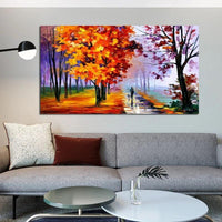 Hand Painted Oil Painting Classic Knife Landscape Tree Figure Abstract Canvas Home Room Decorations