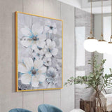 Modern on Canvas Wall Art Light Blue Flowers