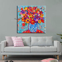 New Hand Painted Oil Painting Thick Knife Flowers Abstract Contemporary Art Design Artworks