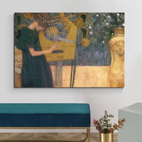 Hand Painted Retro Famous Gustav Klimt Music Oil Paintings Modern Wall Art