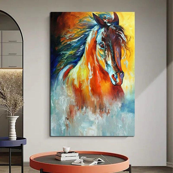 Hand Painted Oil Painting Colorful Running Horse Canvas Art Animal Painting s