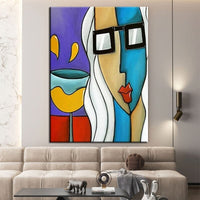 Hand Painted Oil Painting Modern Cartoon Figures Abstract Wall Art Canvas Wall Paintings Decor