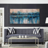 Hand Painted High Quality Abstract Blue Wall Art Canvas Thick Textured Modern Decoration