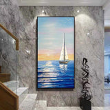 Sailboat Landscape Modern Hand Painted Abstract Wall Art Decorative Office