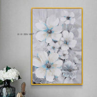 Modern on Canvas Wall Art Light Blue Flowers