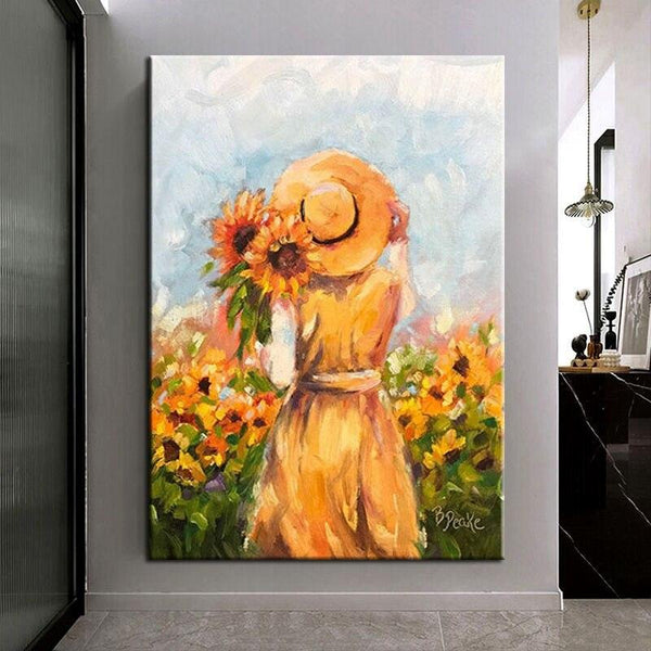 Abstract People Hand Painted Flower Oil Painting On Canvas