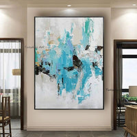 Hand Painted Modern Abstract Blue Landscape Oil Painting Canvas Oil Painting For Home Wall