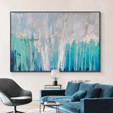 Hand Painted Abstract Blue On Canvas Modern Gold Foils Painting Wall Artwork