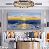 Abstract Sunrise Seascape Oil Painting on Canvas Hand Painted Modern Arts