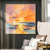 Abstract Canvas Hand Painted Painting Wall Art Sunset Landscape Art Modern Artwork Home Wall Decor