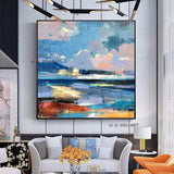 Hand Painted Abstract Seaview Art On Canvas Wall Art Wall Adornment Painting