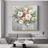 Abstract Canvas Painting Hand Painted Palette Knife Flowers Modern Decor Piece Floral Pictures Wall Art