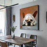Graffiti Modern Brown Dog Hand Painted Canvas Oil Painting Wall Art