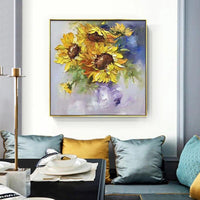 Palette Knife Abstract Sunflower Oil Painting Art Hand Painted Quality Flower Wall Decor Art Pieces Hot Selling For