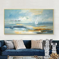 Abstract Hand Painted On Canvas Modern Seascape Wall Art Bedroom Decoration