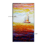 Hand Painted Sailboat Modern Abstract Landscape Decorative Painting Thick Oil Knife Painting On Canvas Handmade