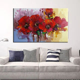 Hand Painted Oil Painting Abstract Red Flowers Canvas Art Landscapes