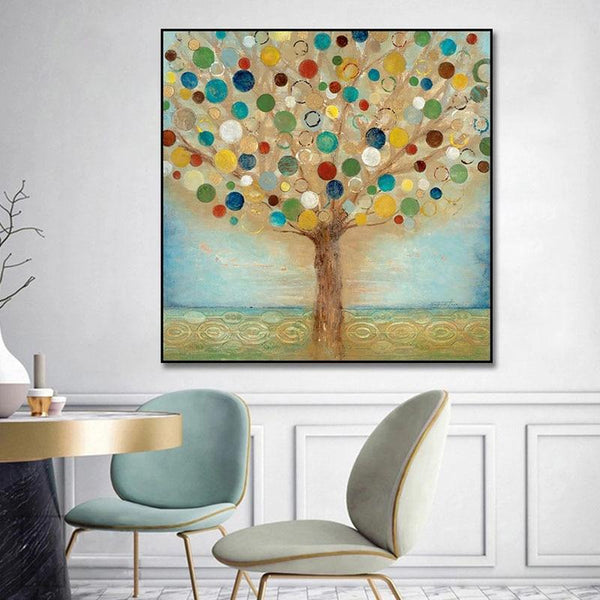 Abstract Color Tree Hand Painted On Canvas Modern Hand Painted Canvas Art Painting For Home Wall Decor