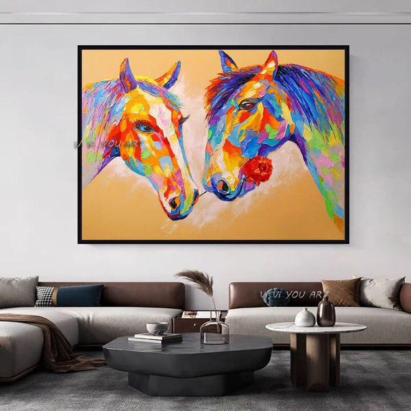 Abstract Colorful Graffiti Art Canvas Painting Horse Animals Wall Art and Prints