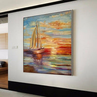 Hand Painted Oil Painting Seascape Sails Landscape Abstract Canvas Painting s