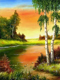 DIY 5D Diamond Painting Full Round Diamond Mosaic Landscape Diamond Autumn Scenery